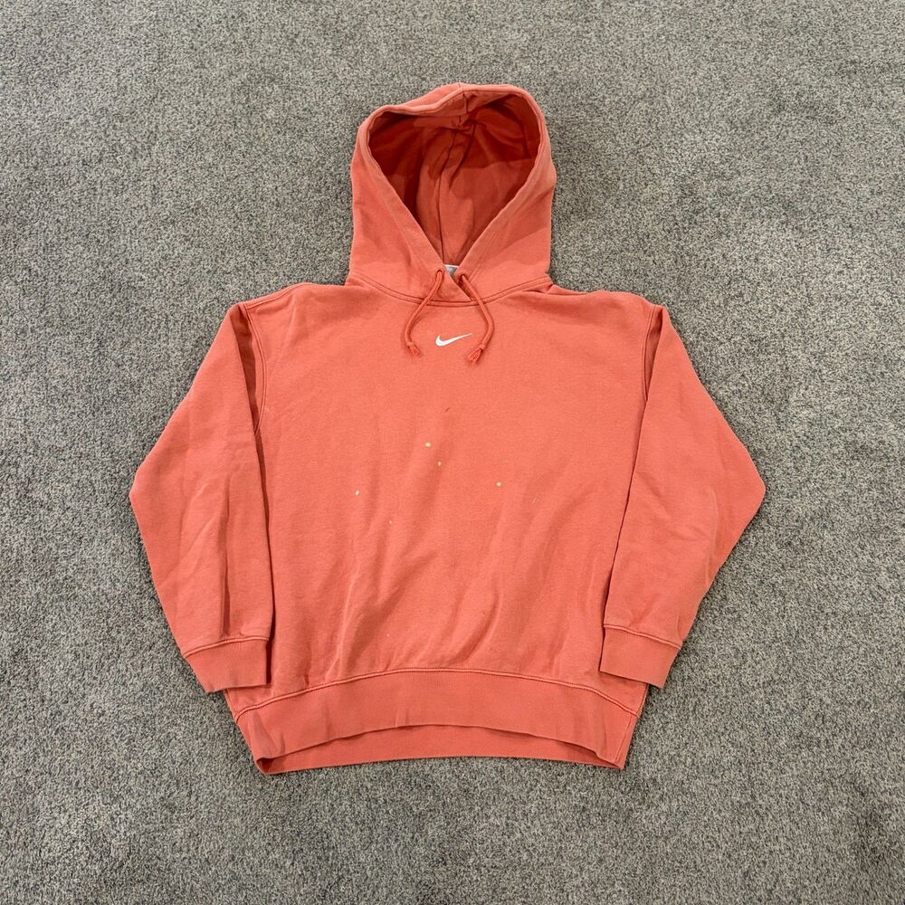 Nike Hoodie Men's Size Small Orange Pink Sweatshirt Center Swoosh Athletic Boxy